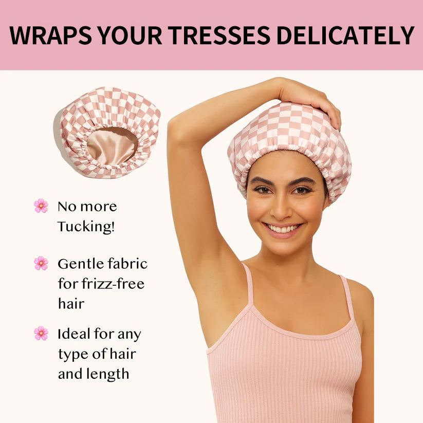 The Pink Checkered Shower Cap