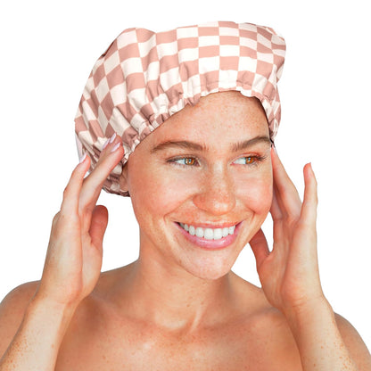The Pink Checkered Shower Cap