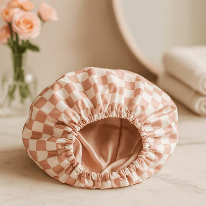 The Pink Checkered Shower Cap