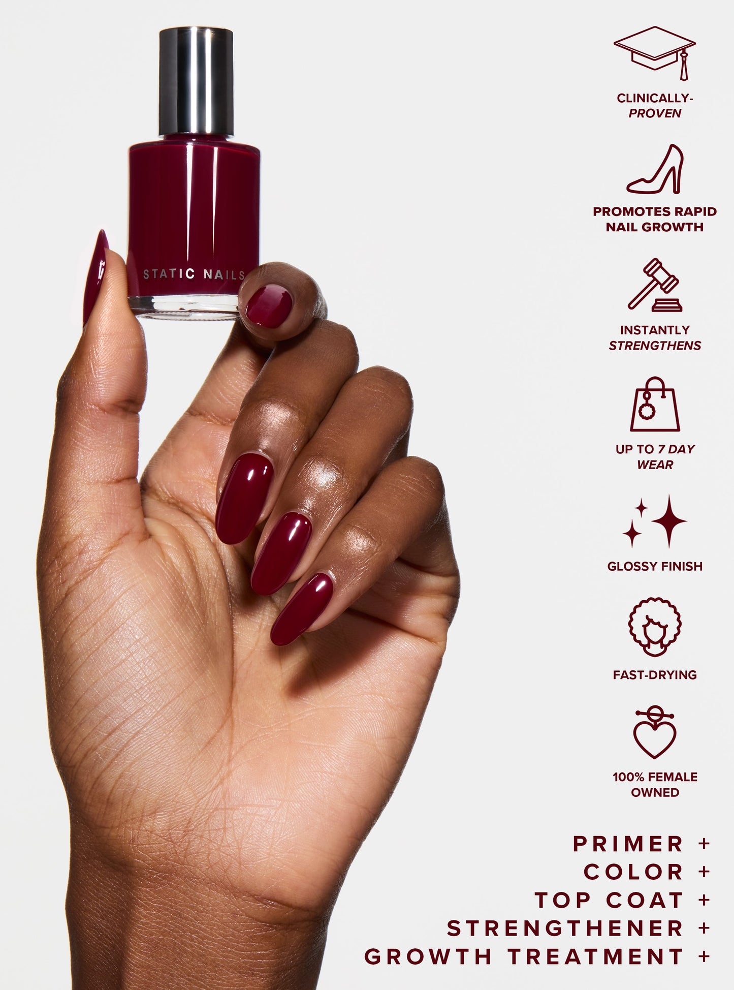 The 5 in 1 Static Deep Red Nail Growth Treatment