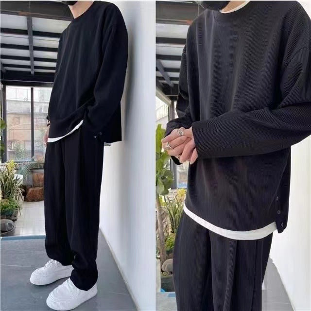 Men’s Loose Fashionable Long Sleeve 2-piece Set