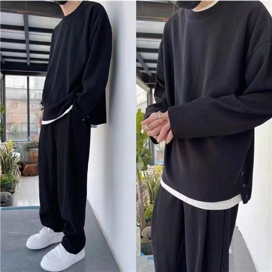 Men’s Loose Fashionable Long Sleeve 2-piece Set