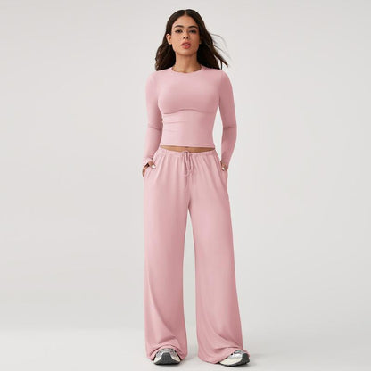 CloudEase Long Sleeve Crop Top & Wide Leg Lounge Set