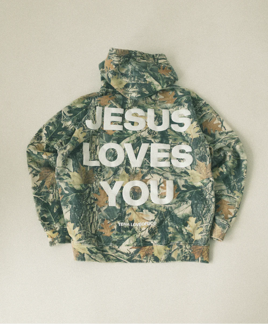 The Camo 'Jesus Loves You' Hoodie