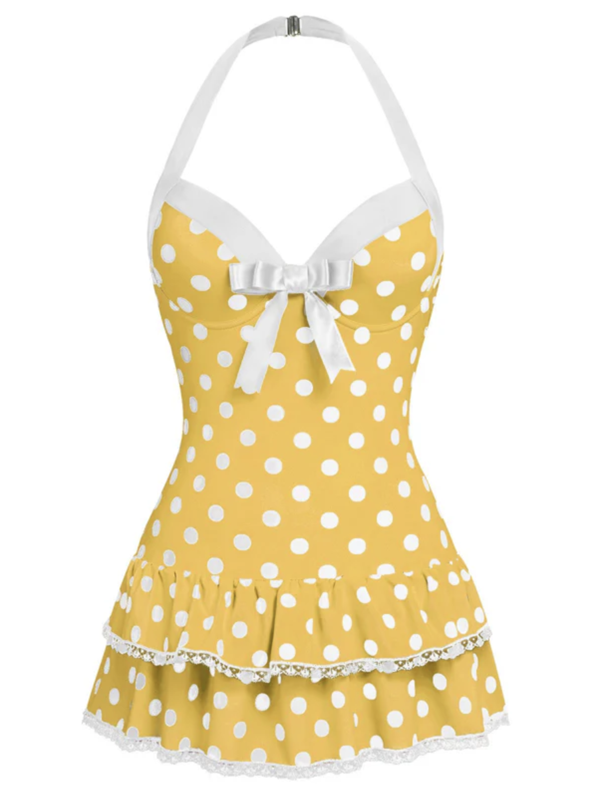 Mini Polka Dot Bow Swim Dress