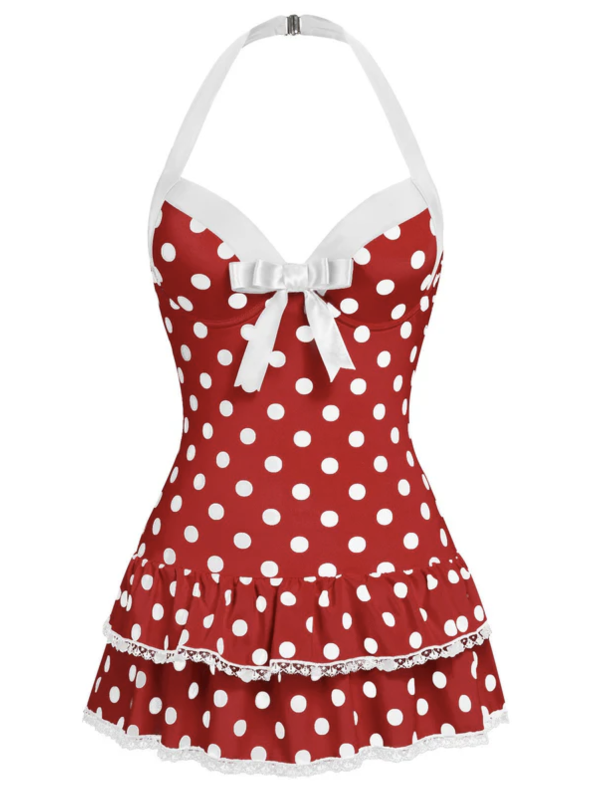 Mini Polka Dot Bow Swim Dress