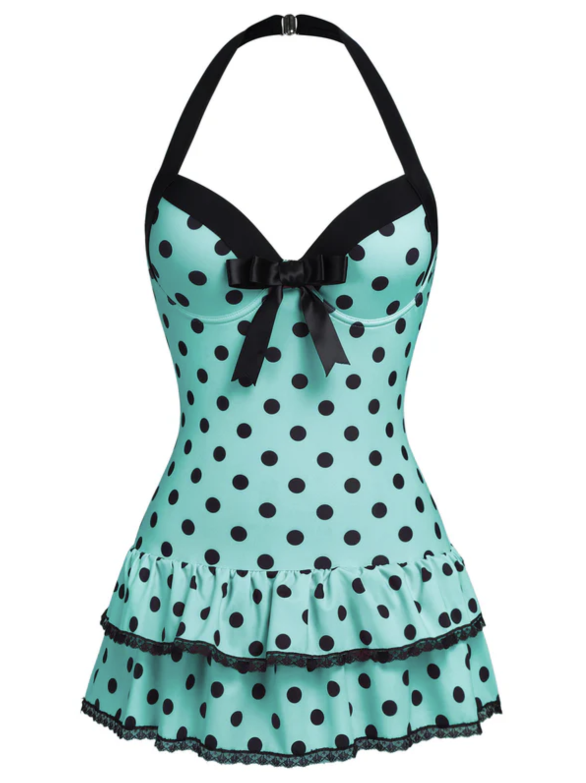 Mini Polka Dot Bow Swim Dress