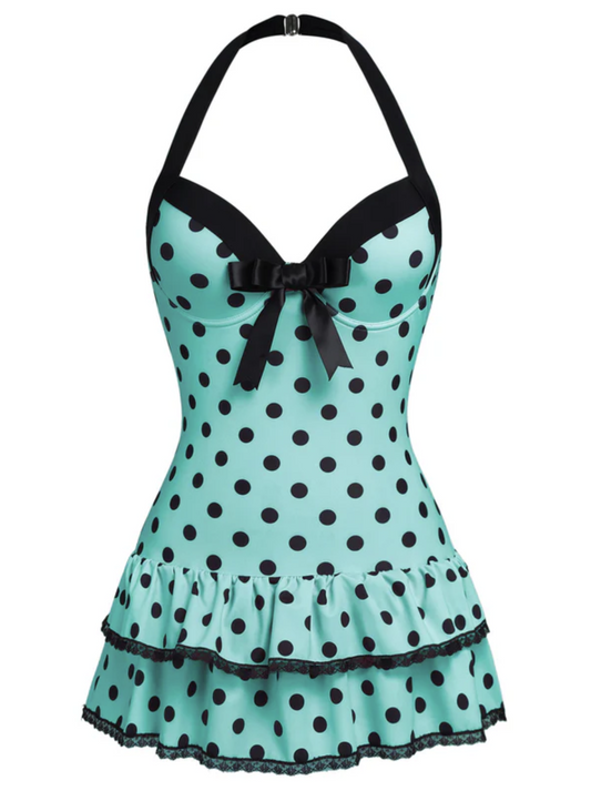Mini Polka Dot Bow Swim Dress