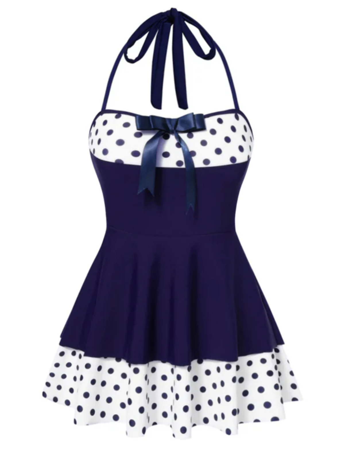 Mini Polka Dot Bow Swim Dress