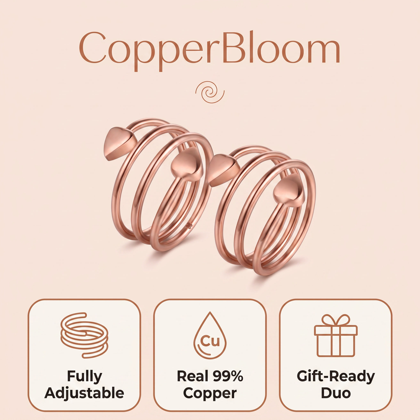 CopperBloom Wrap Ring Duo