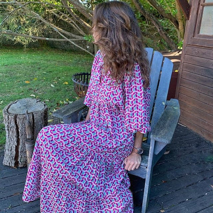 🌸Summer Specials🌸Women's Elegant Puff Sleeve Floral Boho Maxi Dress