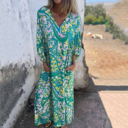 🌸Summer Specials🌸Women's Abstract Pattern Bohe Maxi Dress