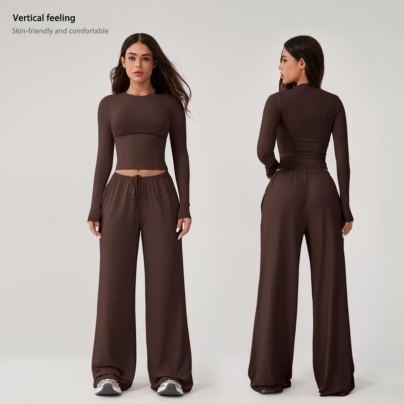 CloudEase Long Sleeve Crop Top & Wide Leg Lounge Set